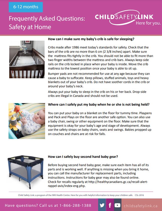 Frequently Asked Questions: Safety at home for Babies 6-12 months