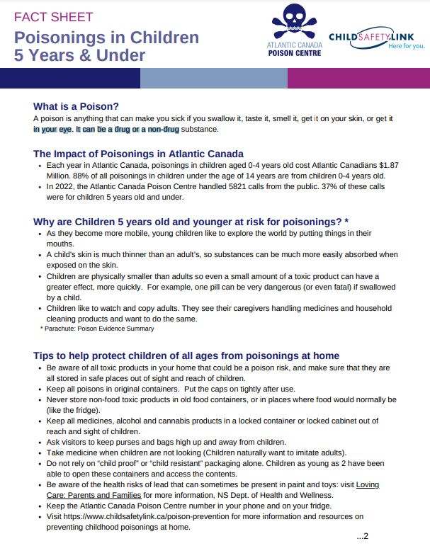 Poisonings in children 5 years and under