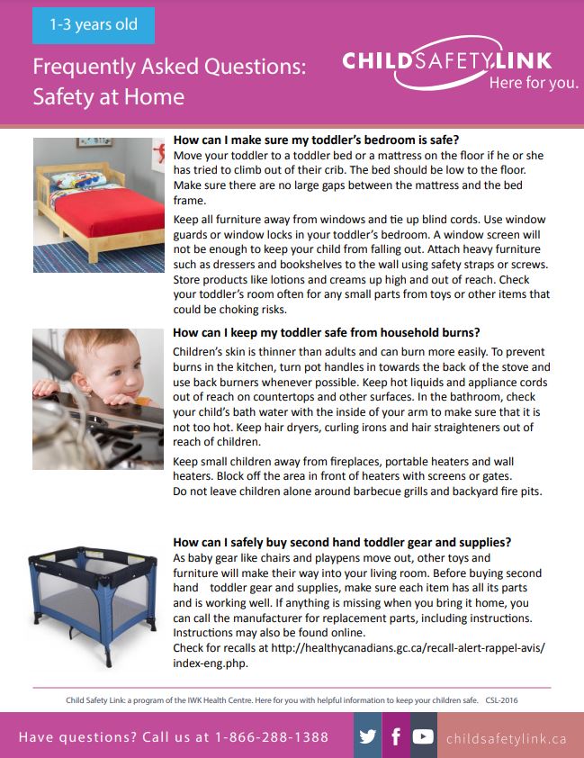 Frequently Asked Questions: Safety at Home for Children 1-3 Years