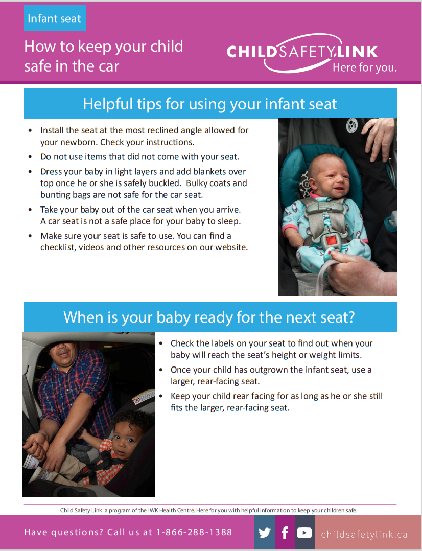 How to keep your child safe in the car seat: Infant Seat (Pad of 25)