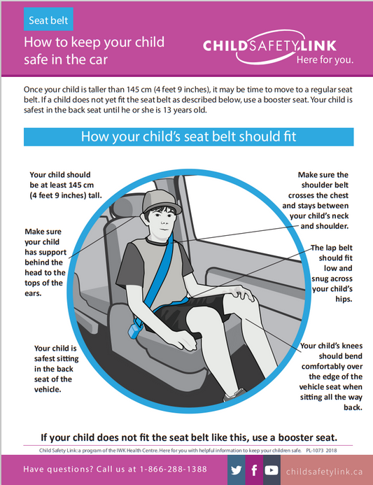 How to keep your child safe in the car: Seat Belt (Pad of 25)