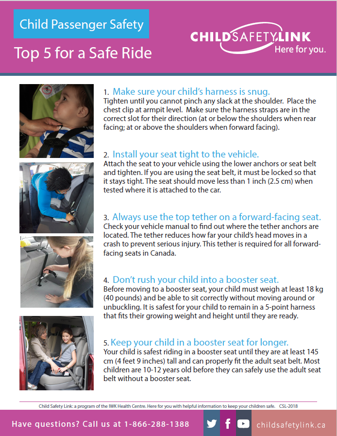 Top 5 for a safe ride - Fact Sheet – IWK Child Safety Link