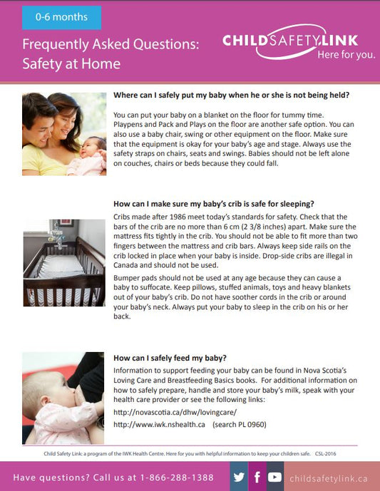 Frequently Asked Questions: Safety at home for Newborns (Pad of 25)