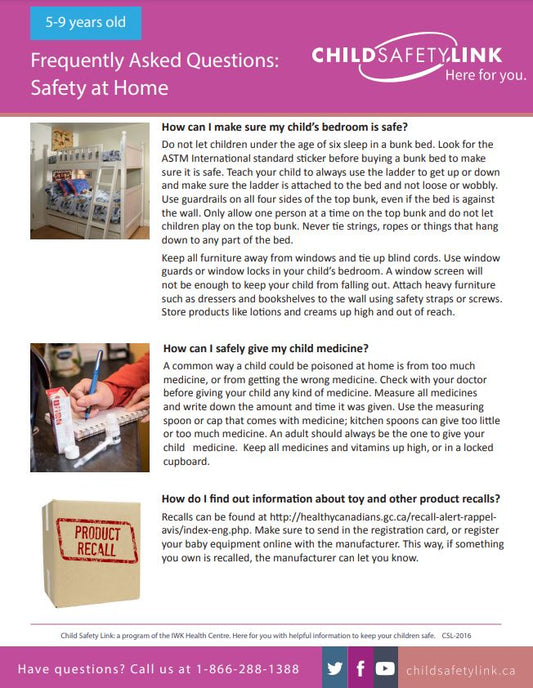 Frequently Asked Questions: Safety at Home for 5-9 years (Pad of 25)