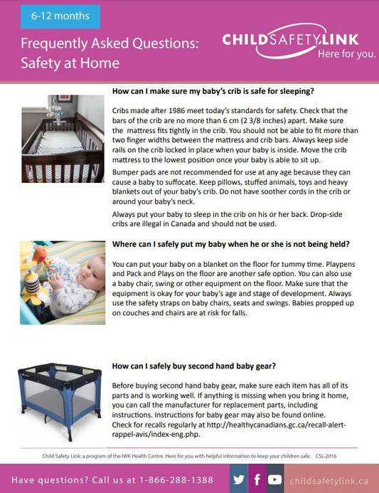 Frequently Asked Questions: Safety at home for Babies 6-12 months (Pad of 25)