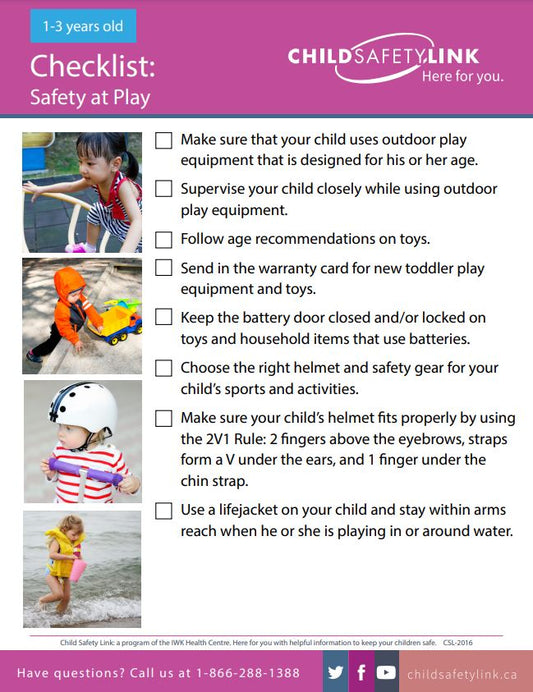 Checklist: Safety at Play 1-3 years old (Pad of 25)