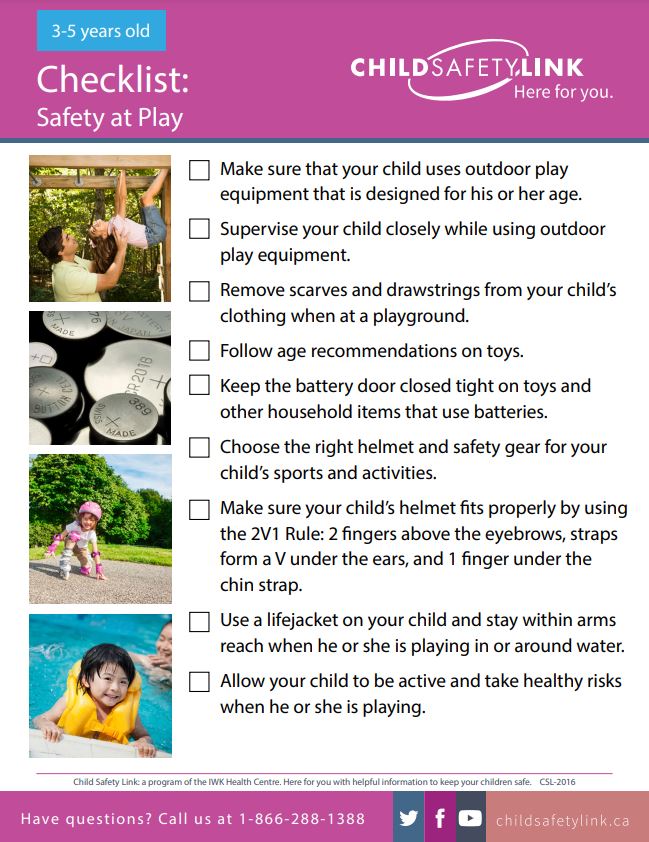 Checklist: Safety at Play 3-5 years old (Pad of 25)