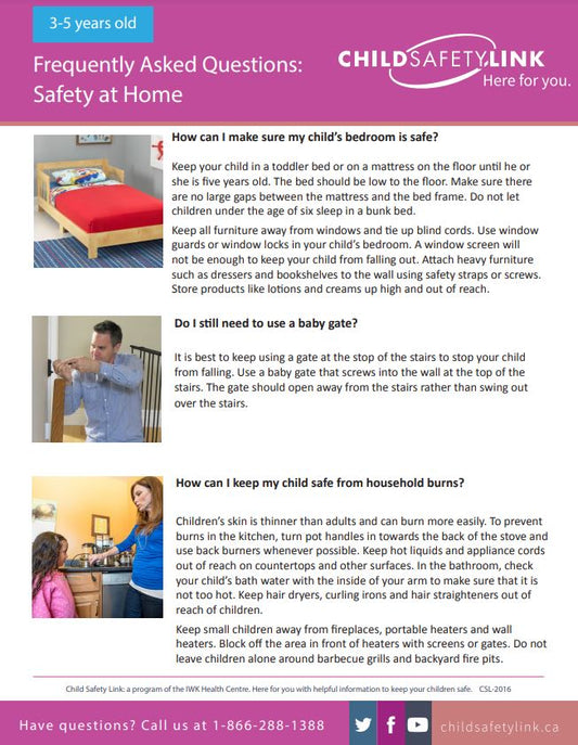 Frequently Asked Questions: Safety at Home for Children 3-5 Years (Pad of 25)