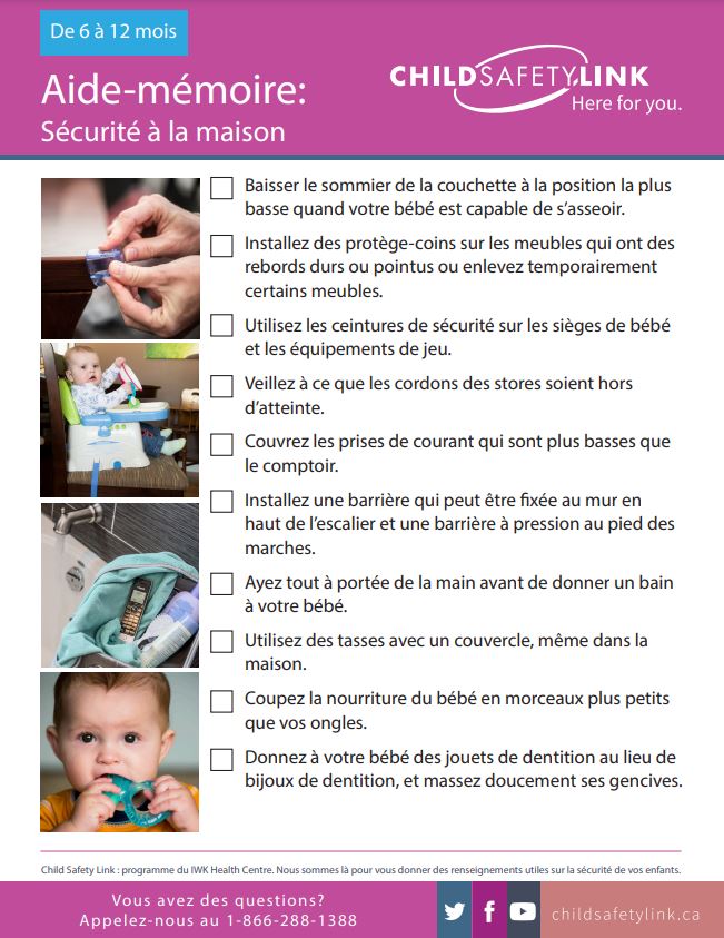 Checklist: Safety at home for Babies 6-12 months (Pad of 25)