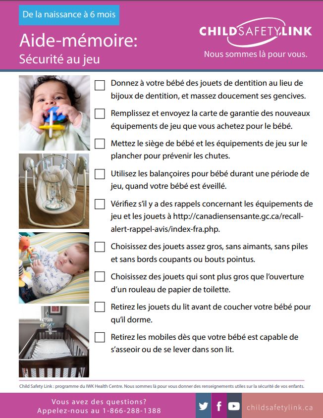 Checklist: Safety at Play 0-6 months old (Pad of 25)