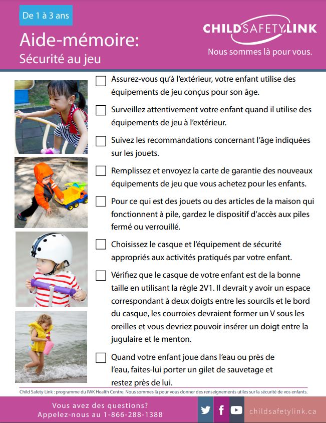 Checklist: Safety at Play 1-3 years old (Pad of 25)