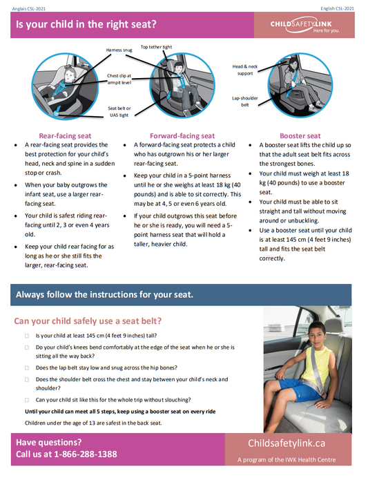 Is your child in the Right Seat? - Postcard